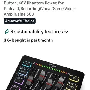 Fifine Audio Mixer with 48V Phantom Power